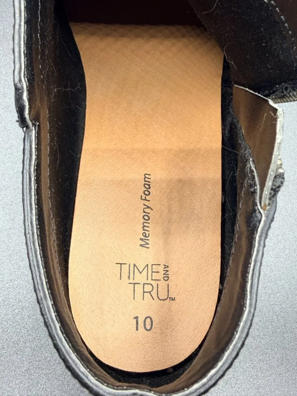 TIME & TRU Ankle Booties with Zipper, Black, Memory Foam Boots Size 10